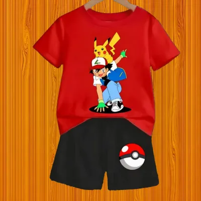 Red Printed T-Shirt Set.